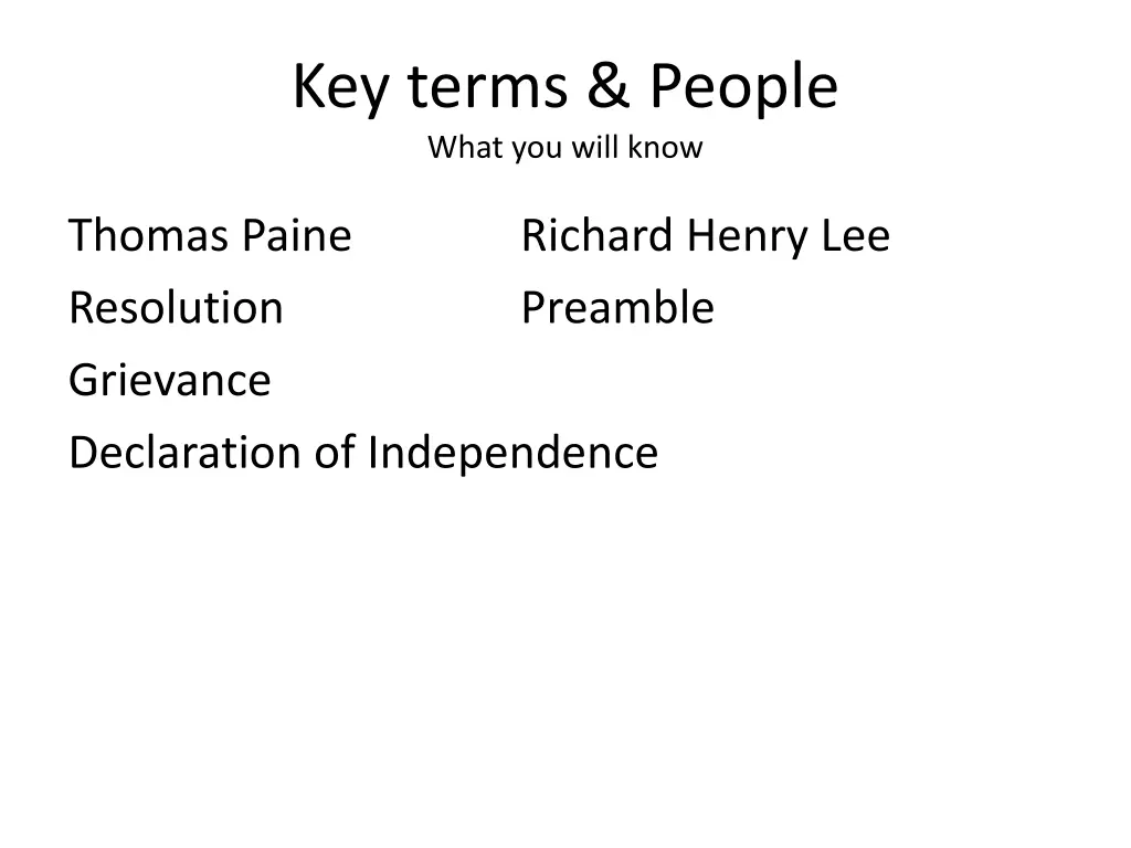 key terms people what you will know