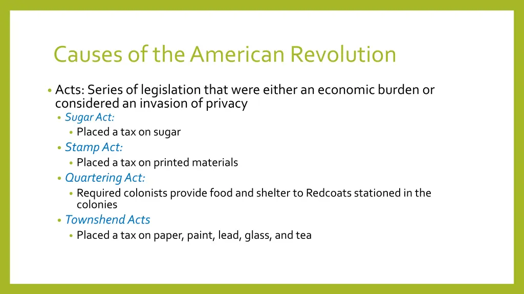 causes of the american revolution 3