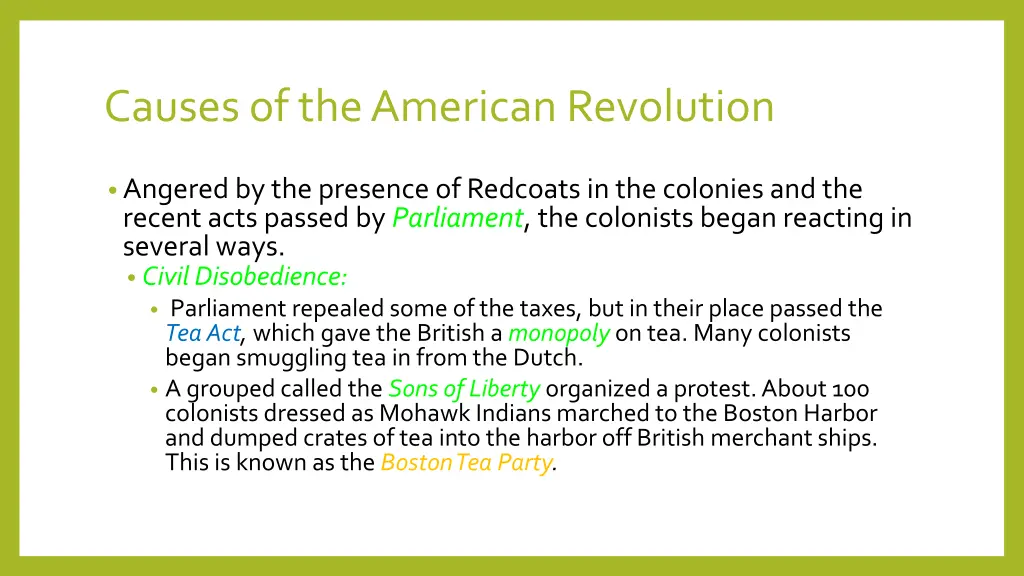 causes of the american revolution 5