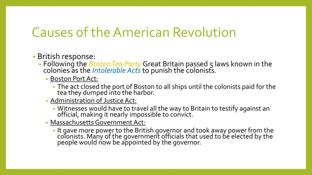 causes of the american revolution 6