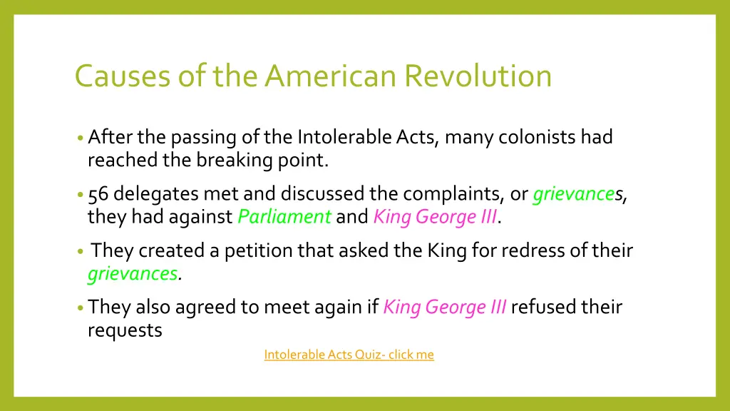 causes of the american revolution 7