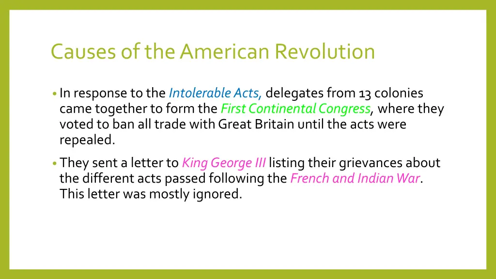 causes of the american revolution 8