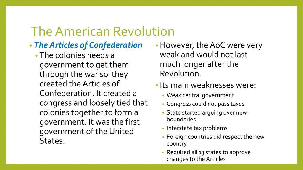 the american revolution the articles