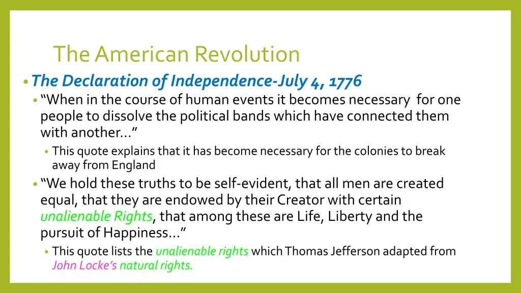 the american revolution the declaration