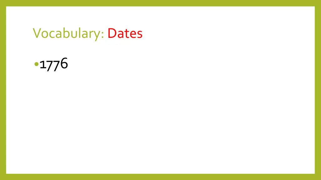 vocabulary dates