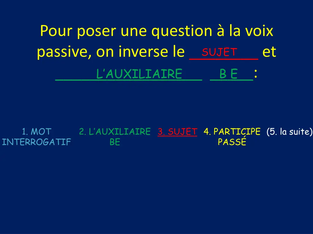 pour poser une question la voix passive