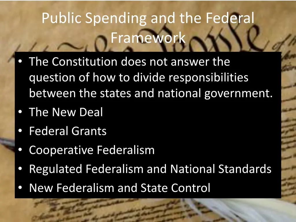 public spending and the federal framework