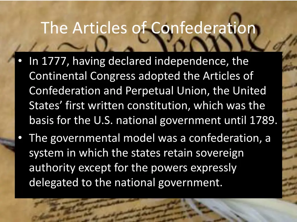 the articles of confederation