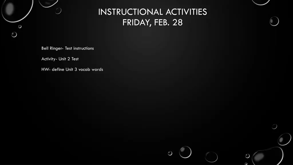 instructional activities friday feb 28