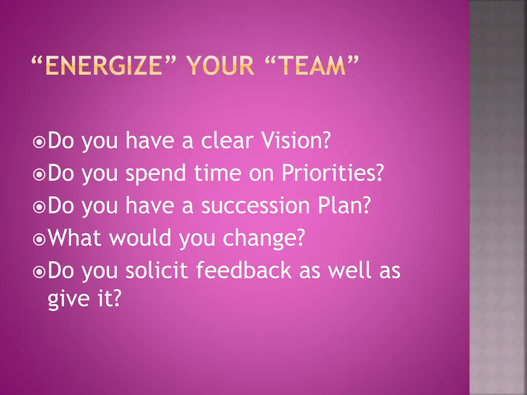 energize your team