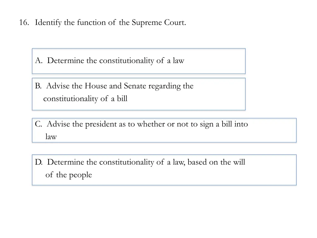 16 identify the function of the supreme court