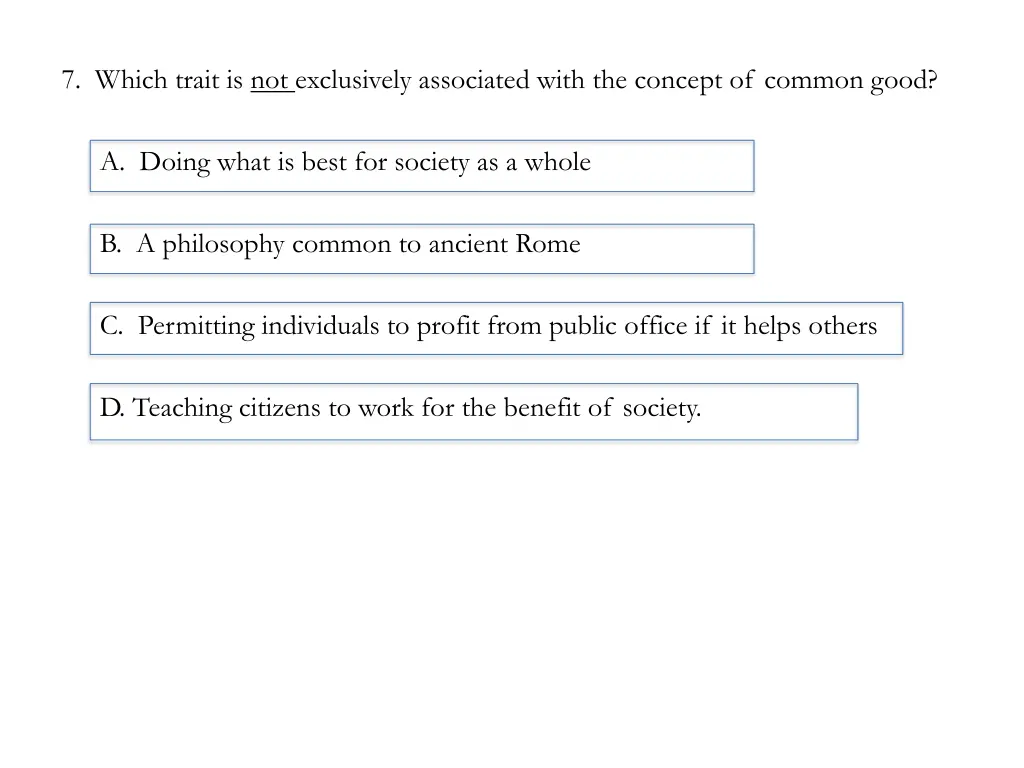 7 which trait is not exclusively associated with