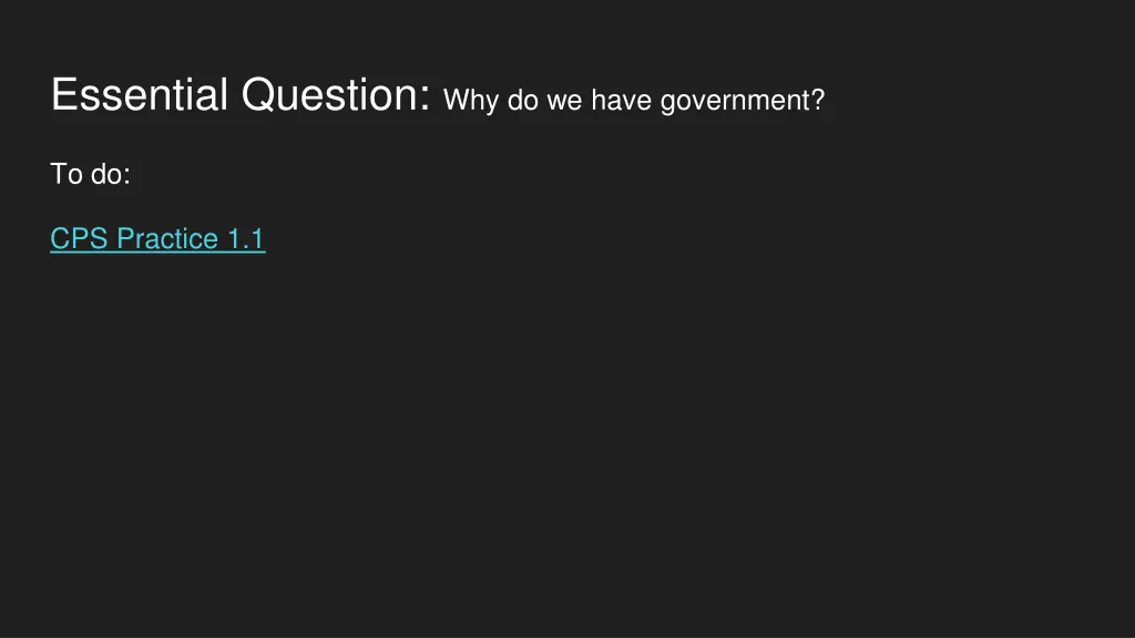 essential question why do we have government