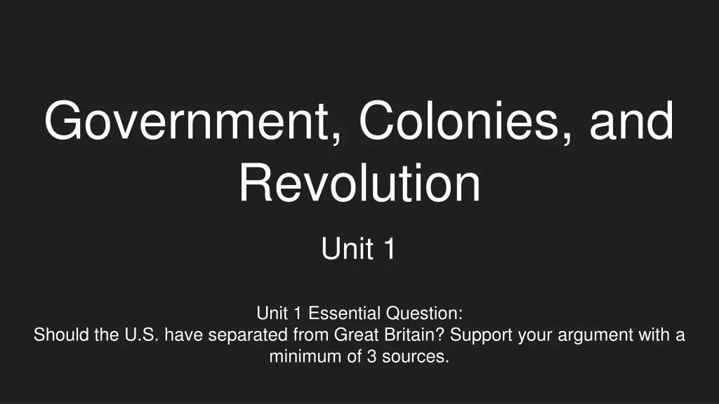 government colonies and revolution