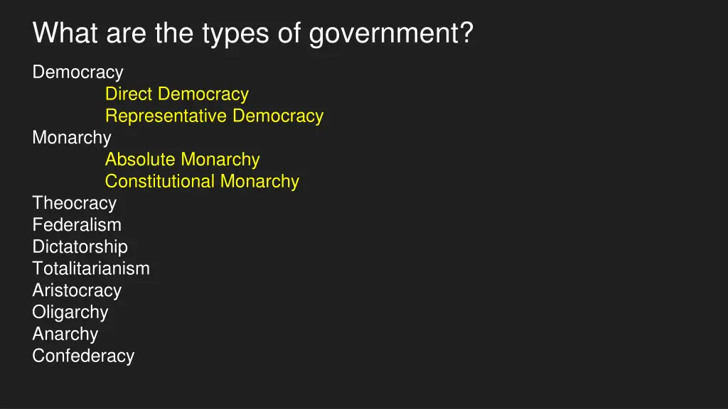 what are the types of government