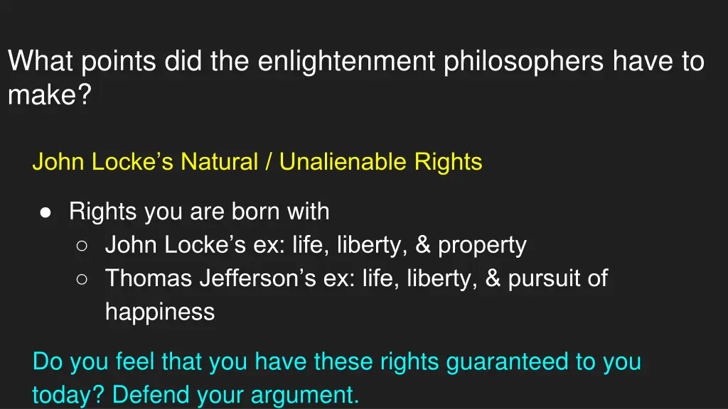 what points did the enlightenment philosophers 4