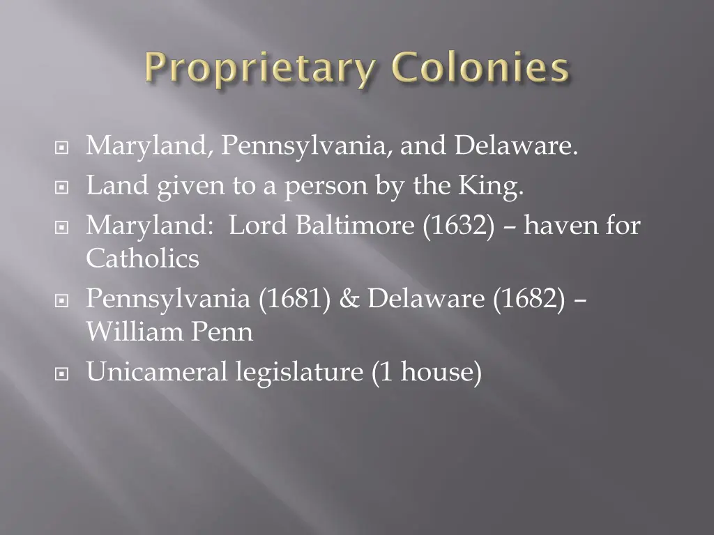 maryland pennsylvania and delaware land given