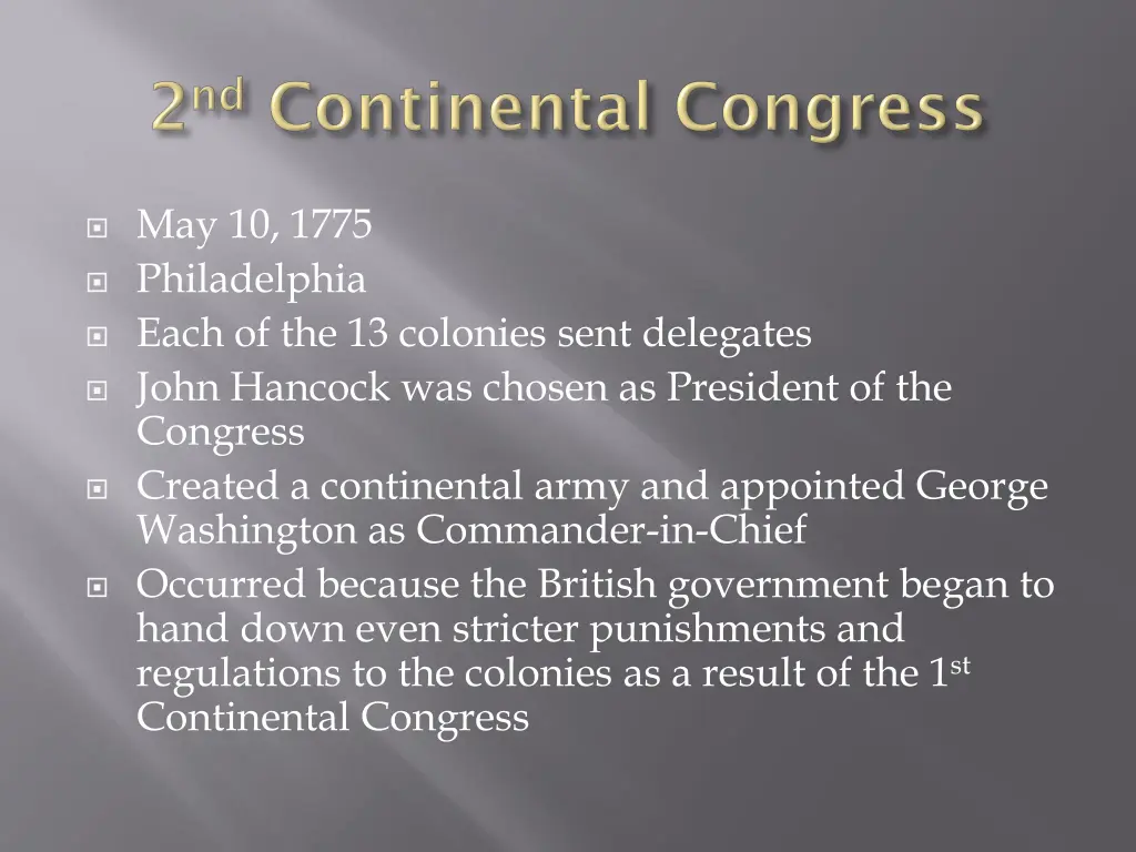 may 10 1775 philadelphia each of the 13 colonies