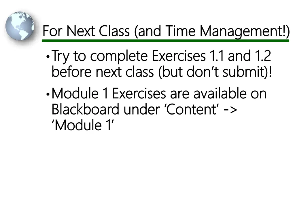 for next class and time management for next class