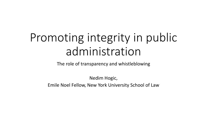 promoting integrity in public administration