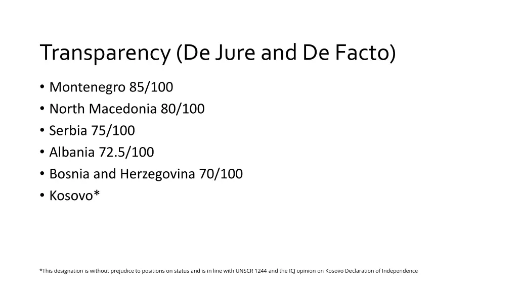 transparency de jure and de facto