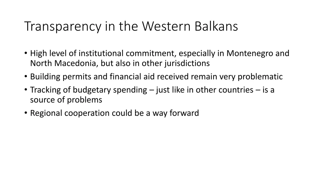 transparency in the western balkans