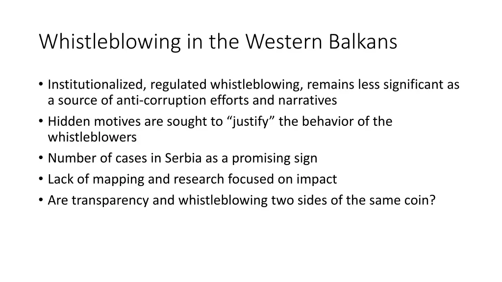 whistleblowing in the western balkans