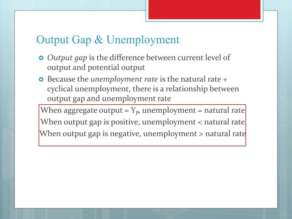 output gap unemployment