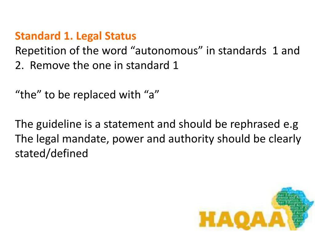 standard 1 legal status repetition of the word