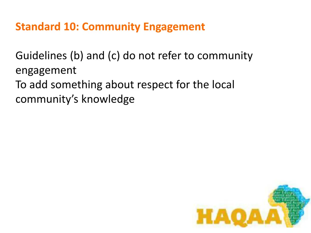 standard 10 community engagement