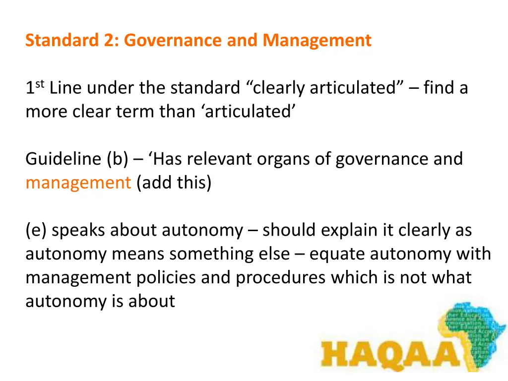 standard 2 governance and management