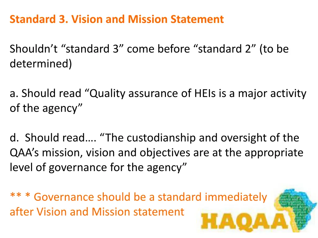 standard 3 vision and mission statement