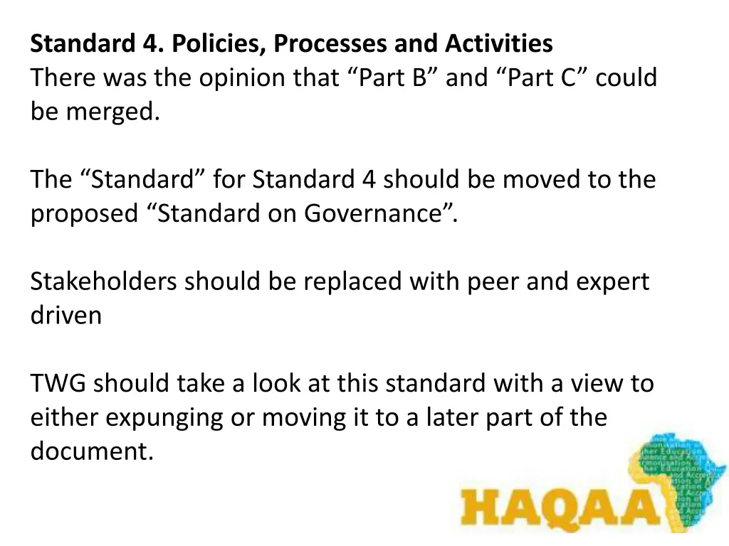 standard 4 policies processes and activities