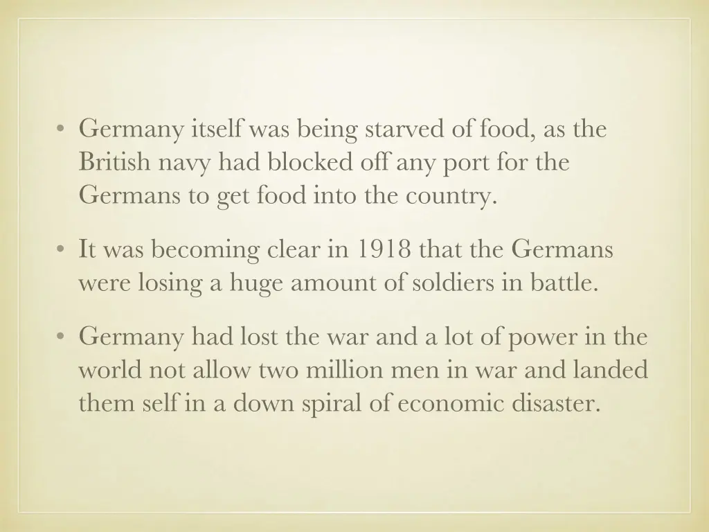 germany itself was being starved of food