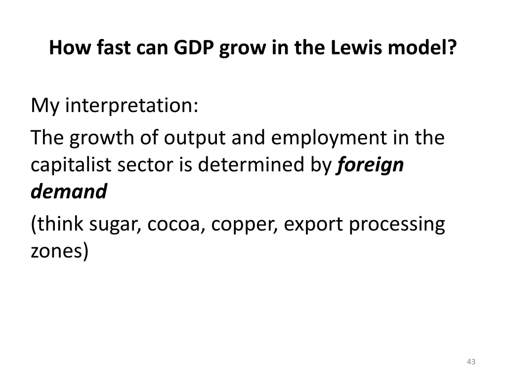 how fast can gdp grow in the lewis model