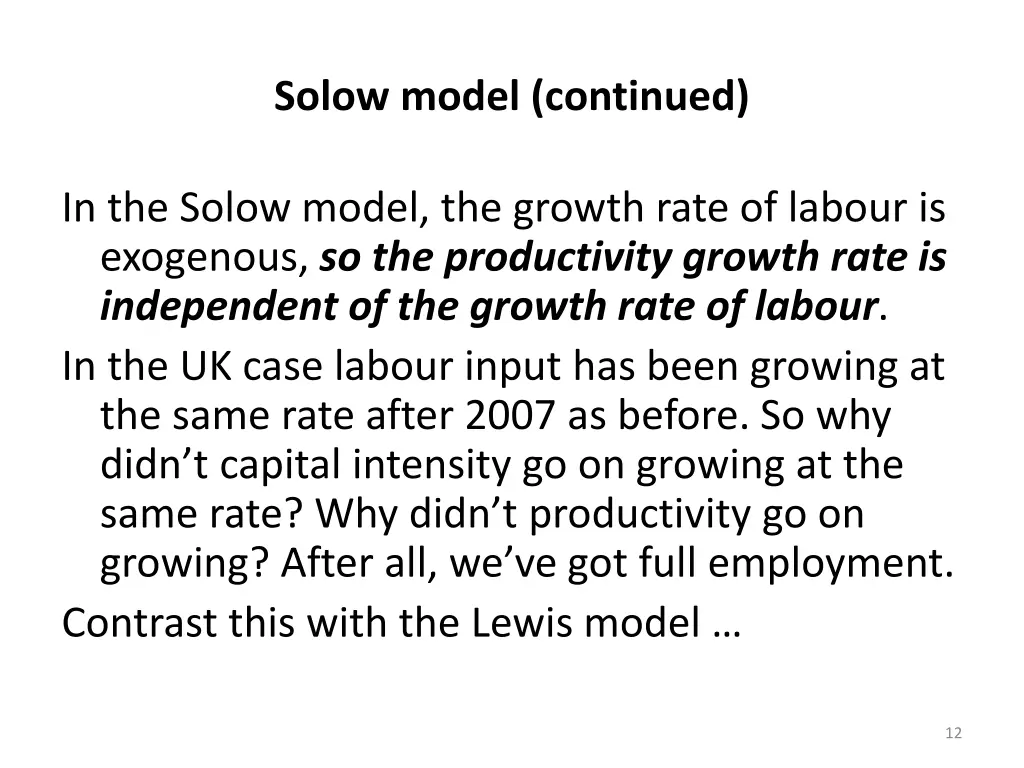 solow model continued