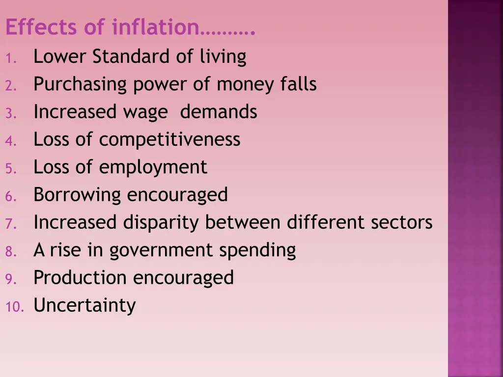 effects of inflation 1 lower standard of living