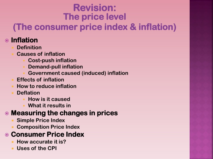 revision revision the price level the price level