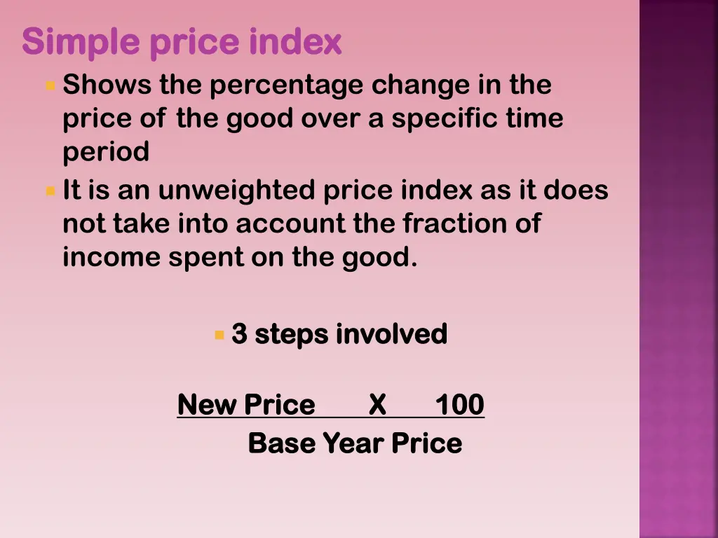 simple price index simple price index shows