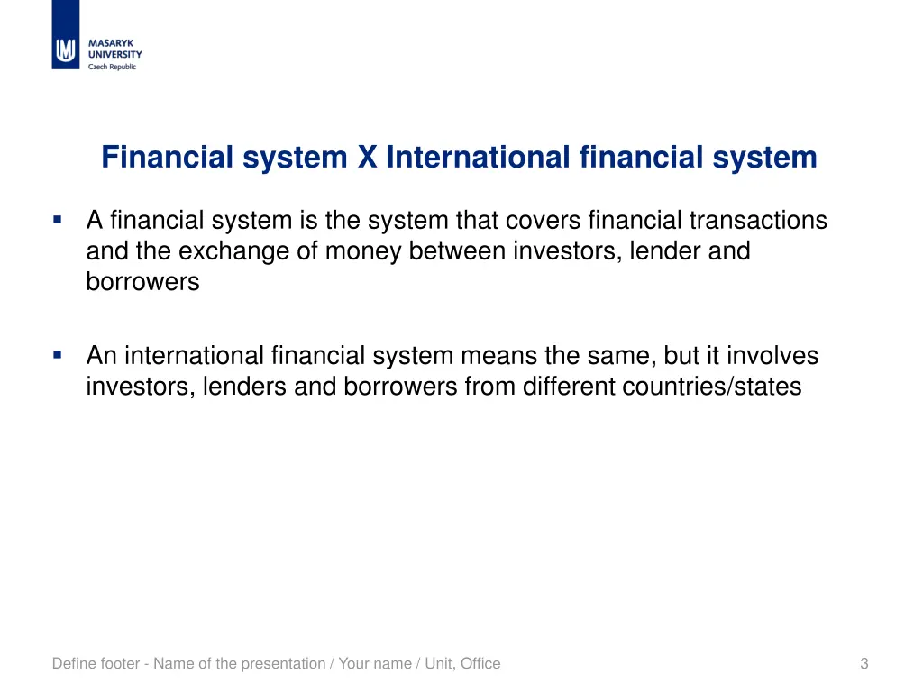 financial system x international financial system