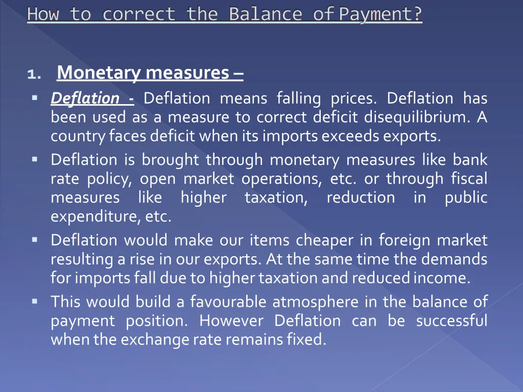 how to correct the balance ofpayment