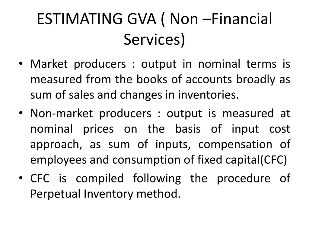 estimating gva non financial services