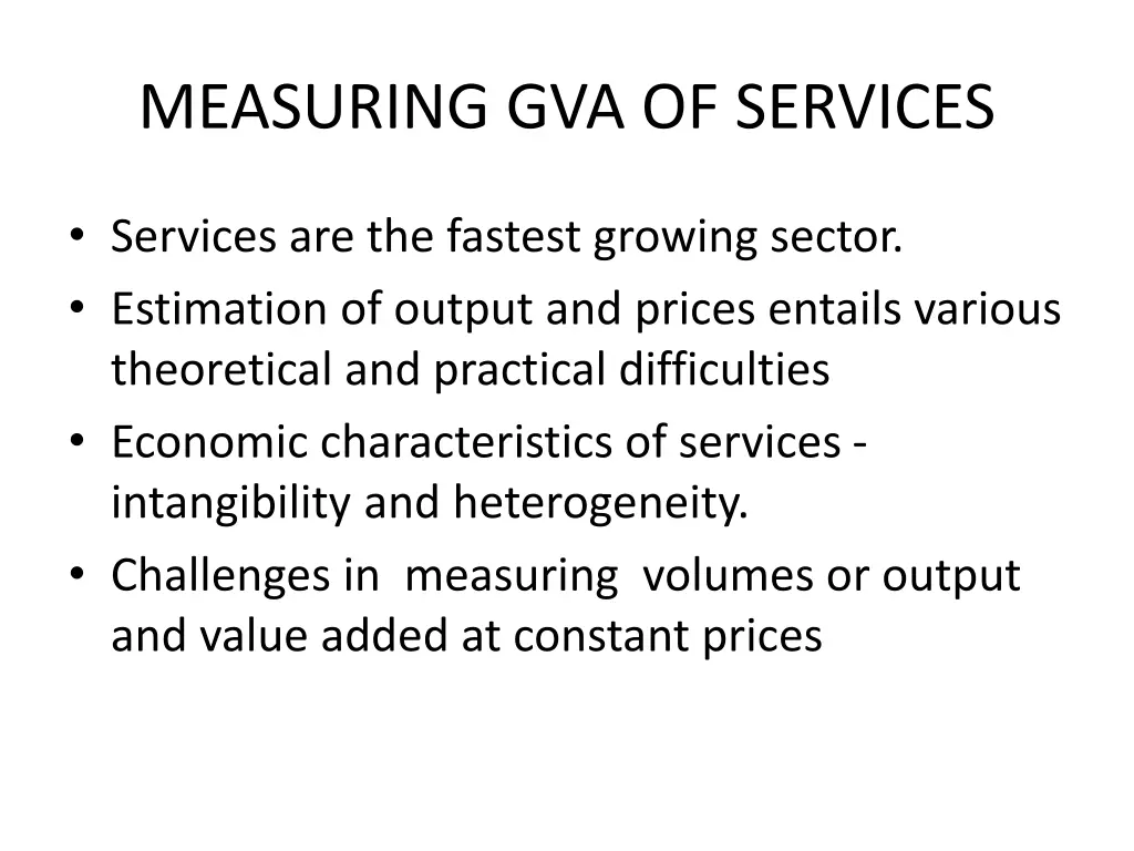 measuring gva of services