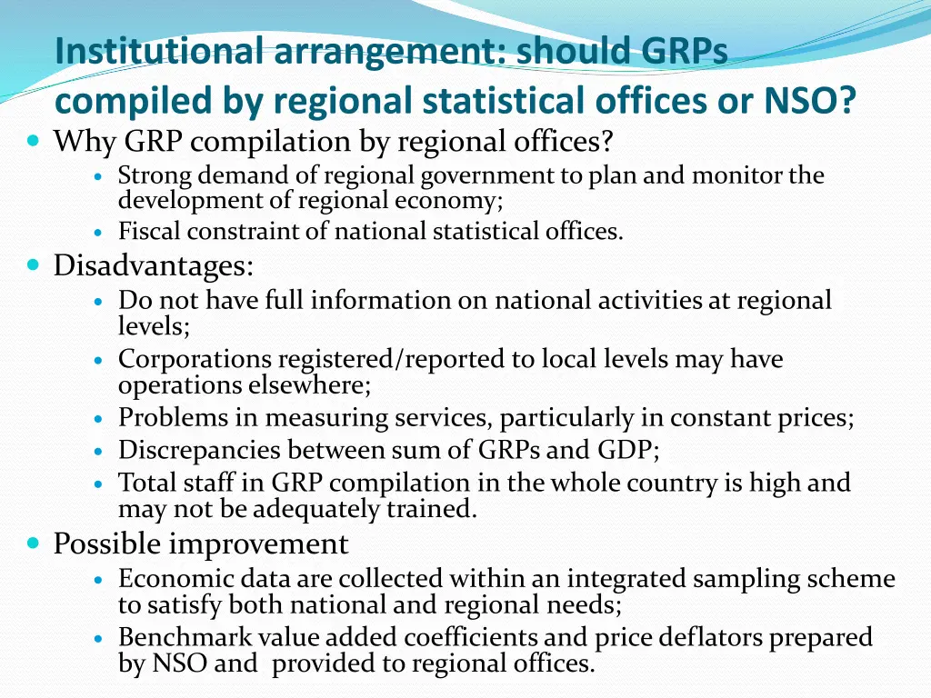 institutional arrangement should grps compiled