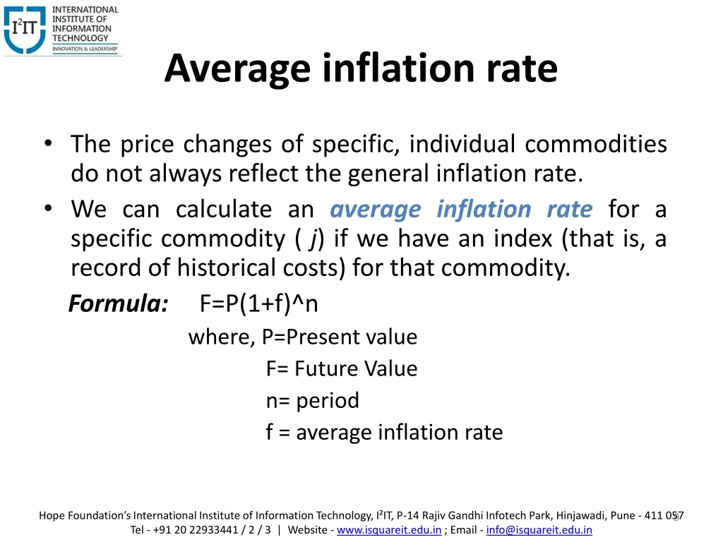 average inflation rate