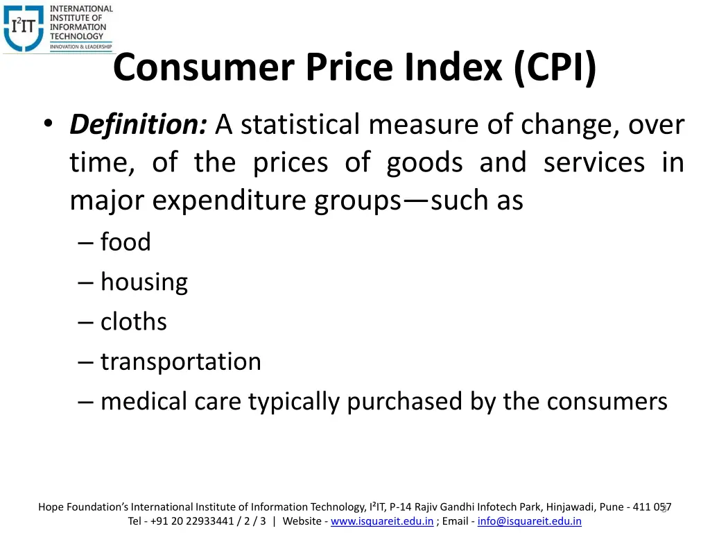 consumer price index cpi definition a statistical