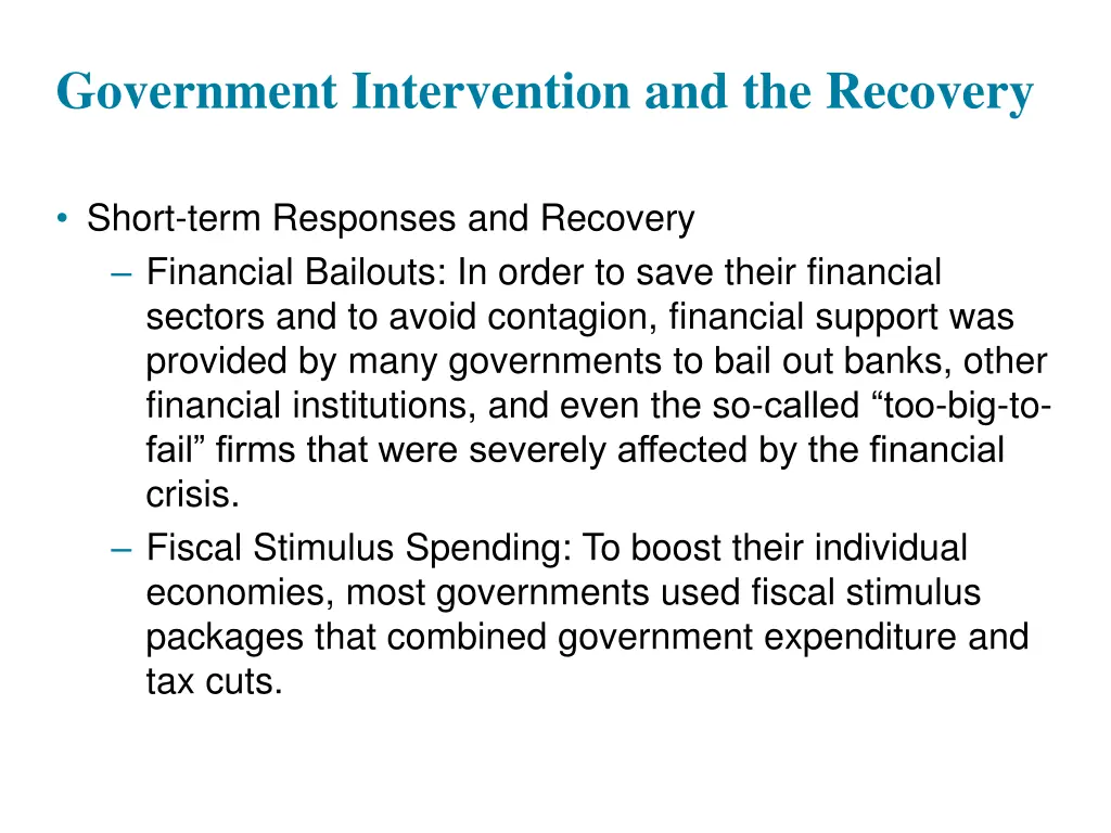 government intervention and the recovery