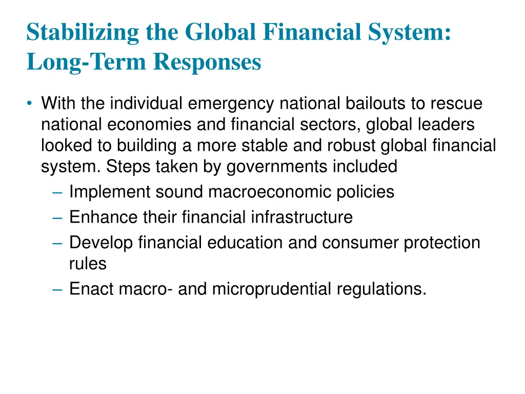 stabilizing the global financial system long term