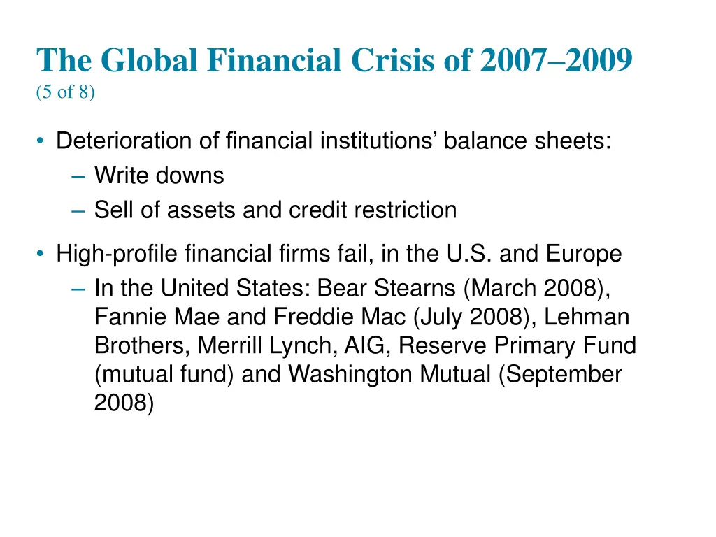 the global financial crisis of 2007 2009 5 of 8