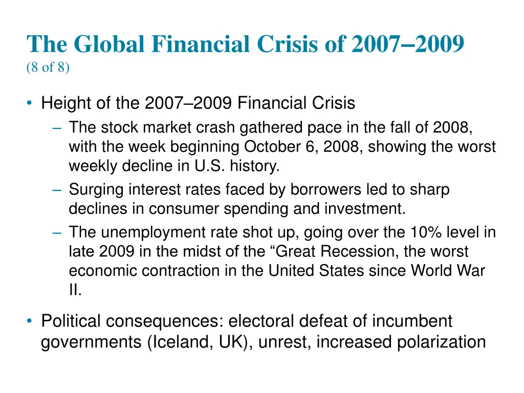 the global financial crisis of 2007 2009 8 of 8